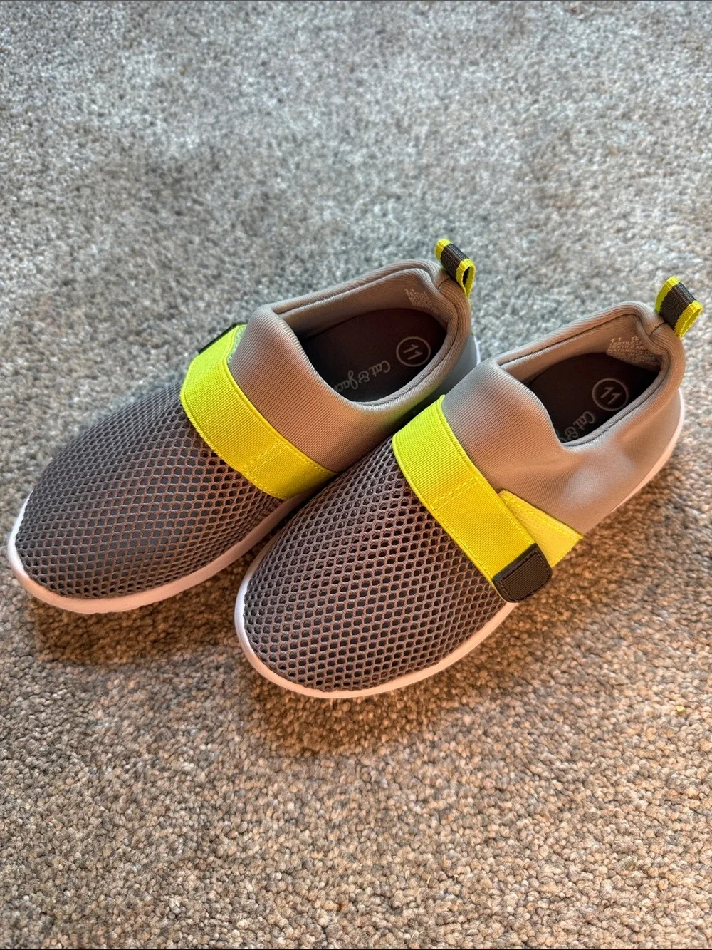 Cat & Jack Gray Sneakers with Neon Yellow Strap
